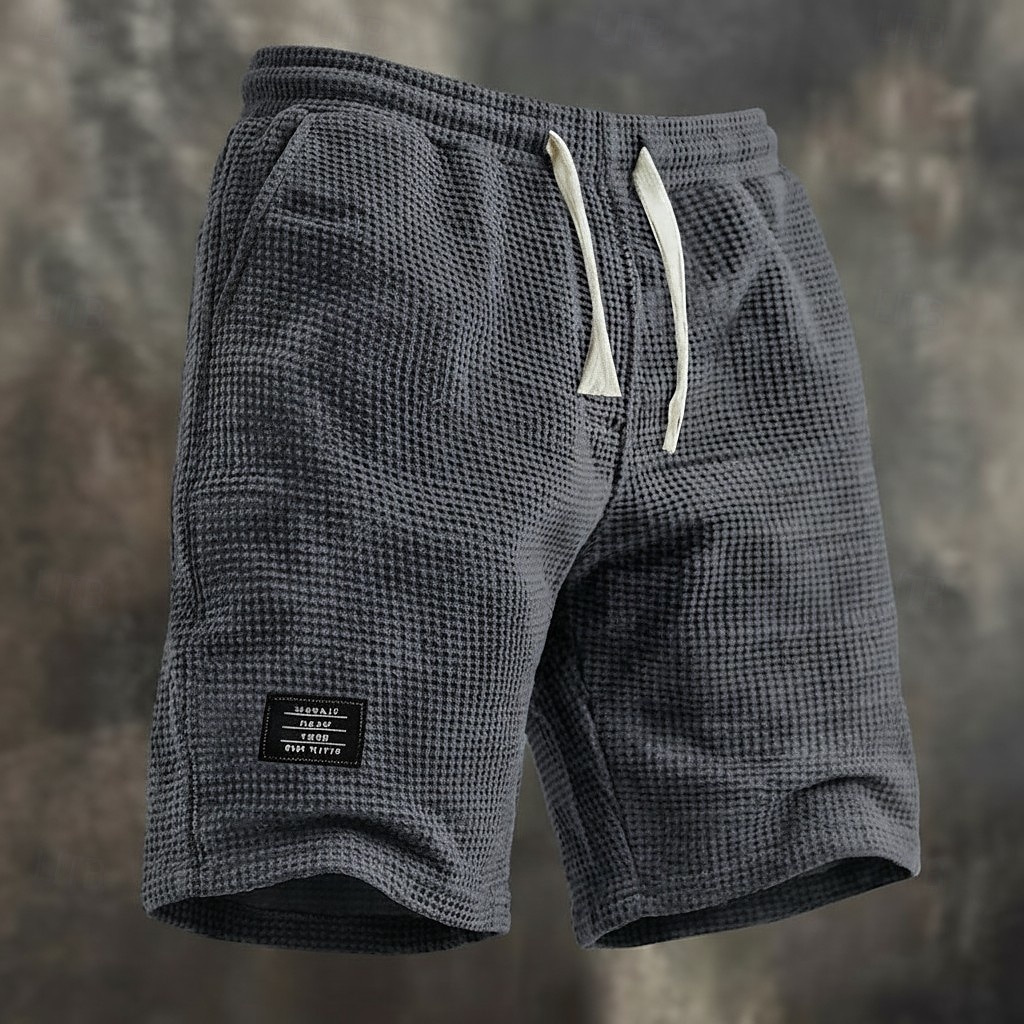 Men's Waffle Shorts Summer Shorts Beach Shorts Casual Shorts Drawstring Elastic Waist Solid Color Comfort Knee Length Daily Outdoor Streetwear Vacation Fashion Black White Micro-elastic 2026 - $22.99 –P5