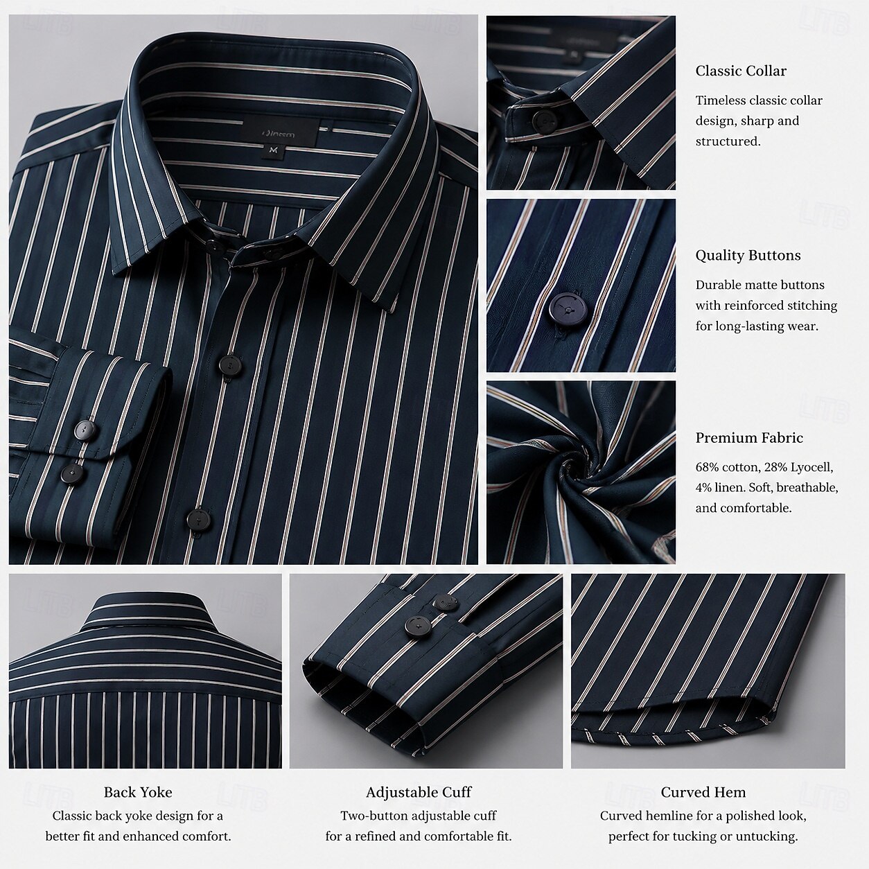camicia da uomo nera antipiega del 2026 a $33.99 –P3