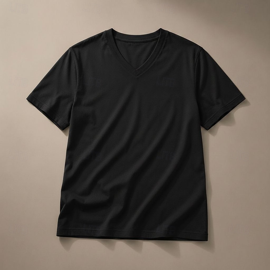 Men's 100% Cotton T Shirt Short Sleeve V Neck Spring All Seasons Plain Vacation Fashion Daily V Neck Casual Daily Outdoor Black Top Tee for Men 2026 - $41.99 –P1