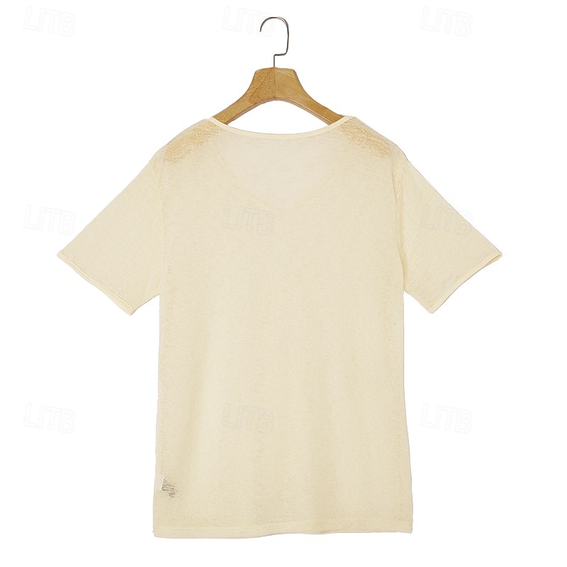 Herr T-shirt Stickad T-shirt T-tröja Kortärmad V-hals Sommar Ensfärgat Mode Lättvikt Grundläggande Nät Stickat Ledigt Semester Gata Svart Purpur Grön Topp t-shirt för män 2026 - $18.99 –P2