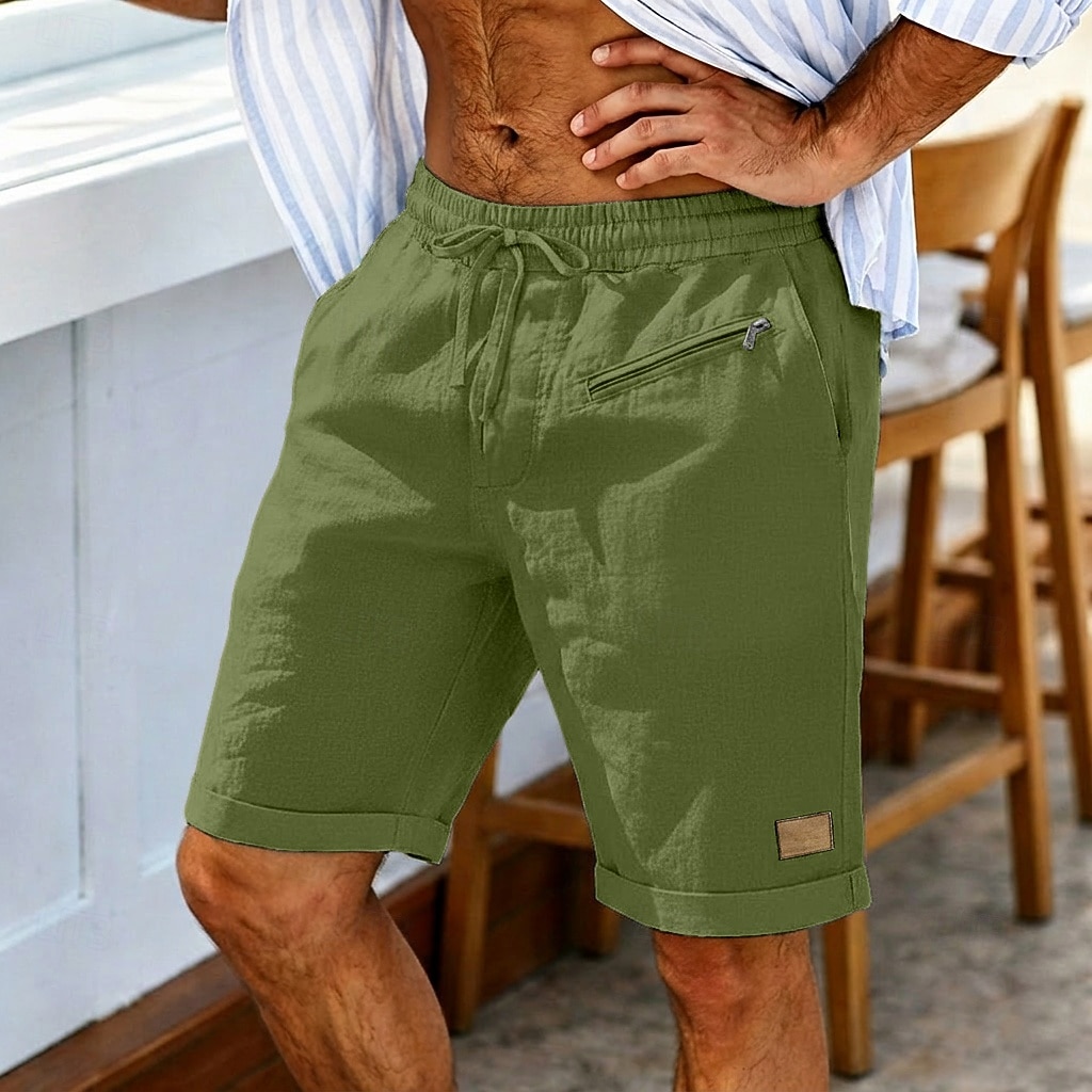 Per uomo Shorts Shorts di Lino Pantaloncini Estivi Shorts da Spiaggia Coulisse Elastico in vita Tasca con cerniera Semplice Tinta unita Comodità Morbido Corto Quotidiano Spiaggia Moda Chic & Moderno del 2026 a $26.99 –P6