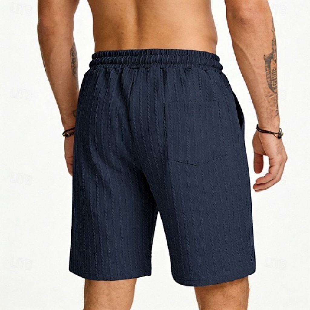 Men's Shorts Summer Shorts Beach Shorts Casual Shorts Jacquard Pocket Elastic Waist Plain Comfort Breathable Knee Length Outdoor Beach Vacation Vacation Fashion Khaki Black Micro-elastic 2026 - $21.99 –P9