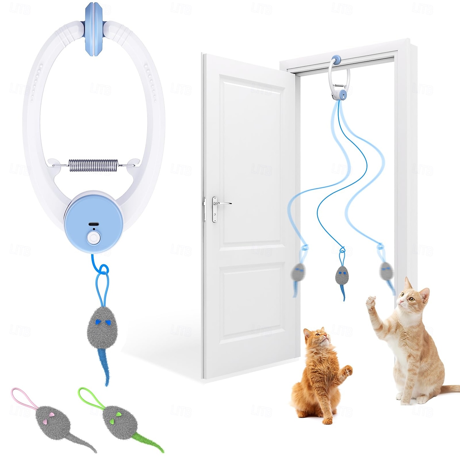 Giocattolo interattivo per gatti da interno, giocattolo intelligente ricaricabile tramite USB da appendere alla porta, retrattile automatico, giocattolo elettronico per gatti con piume e cordino, con del 2026 a $53.99 –P1