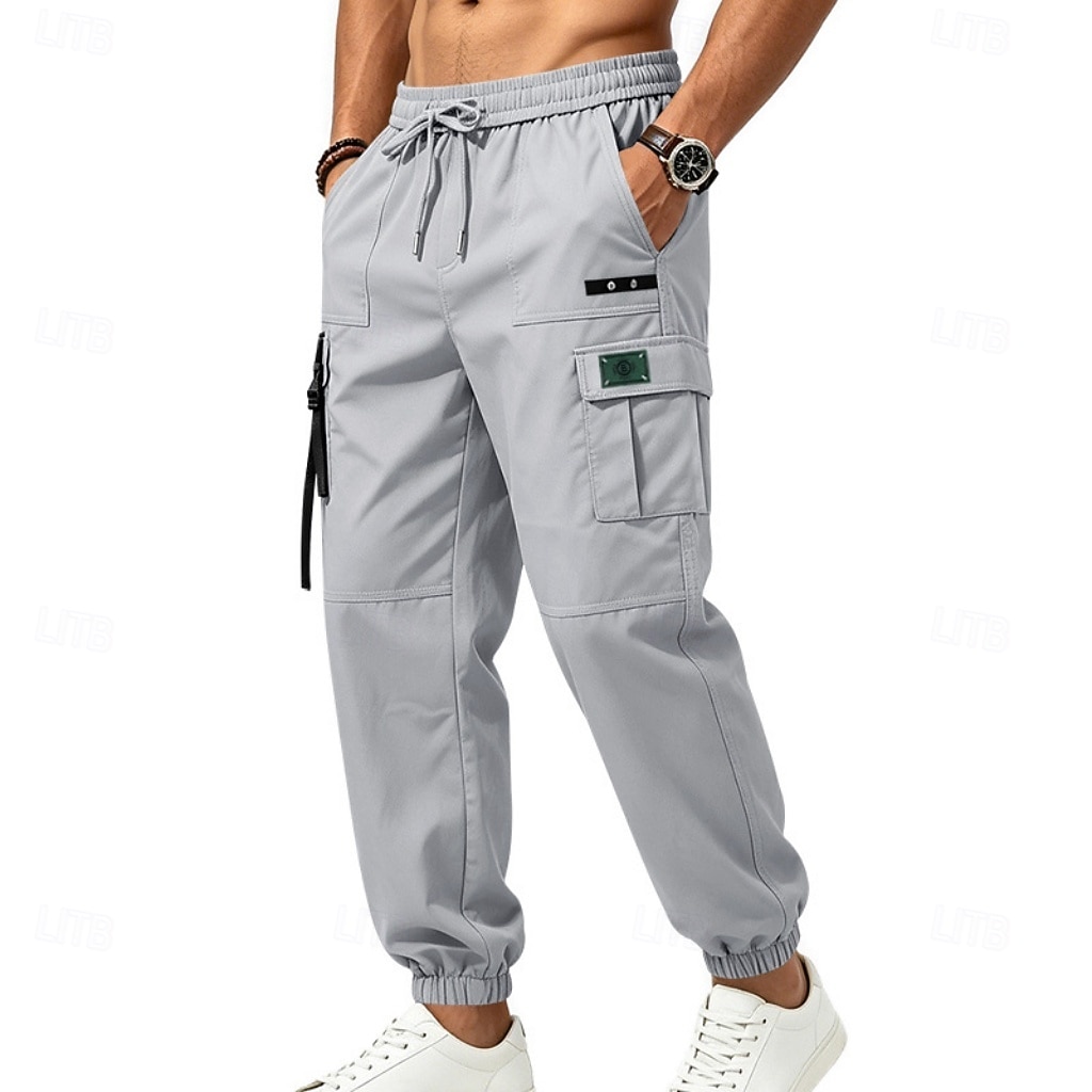 Per uomo Pantaloni Cargo Joggers Pantaloni Coulisse Elastico in vita Multi-tasche Tinta unica Antivento Comodità Quotidiano All'aperto Ferie Streetwear Elegante Cachi Nero Inelastico del 2026 a $29.99 –P20