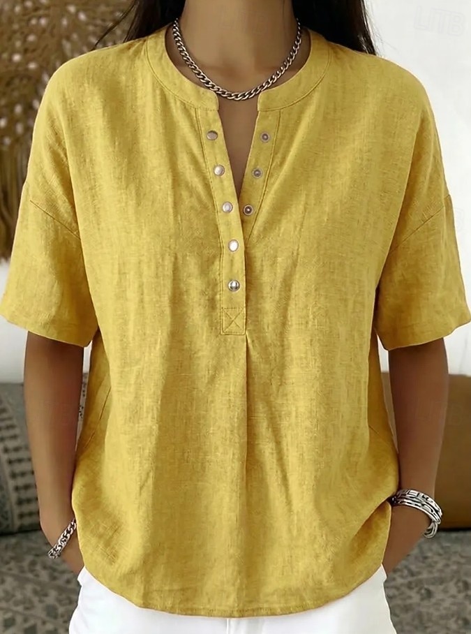 Mujer Camisa Color sólido Plano Elegante Diario Clásico Sin Mangas Tops largos Casual Azul Piscina Negro Amarillo Verde Trébol Caqui Verano Primavera 2026 - $26.99 –P10