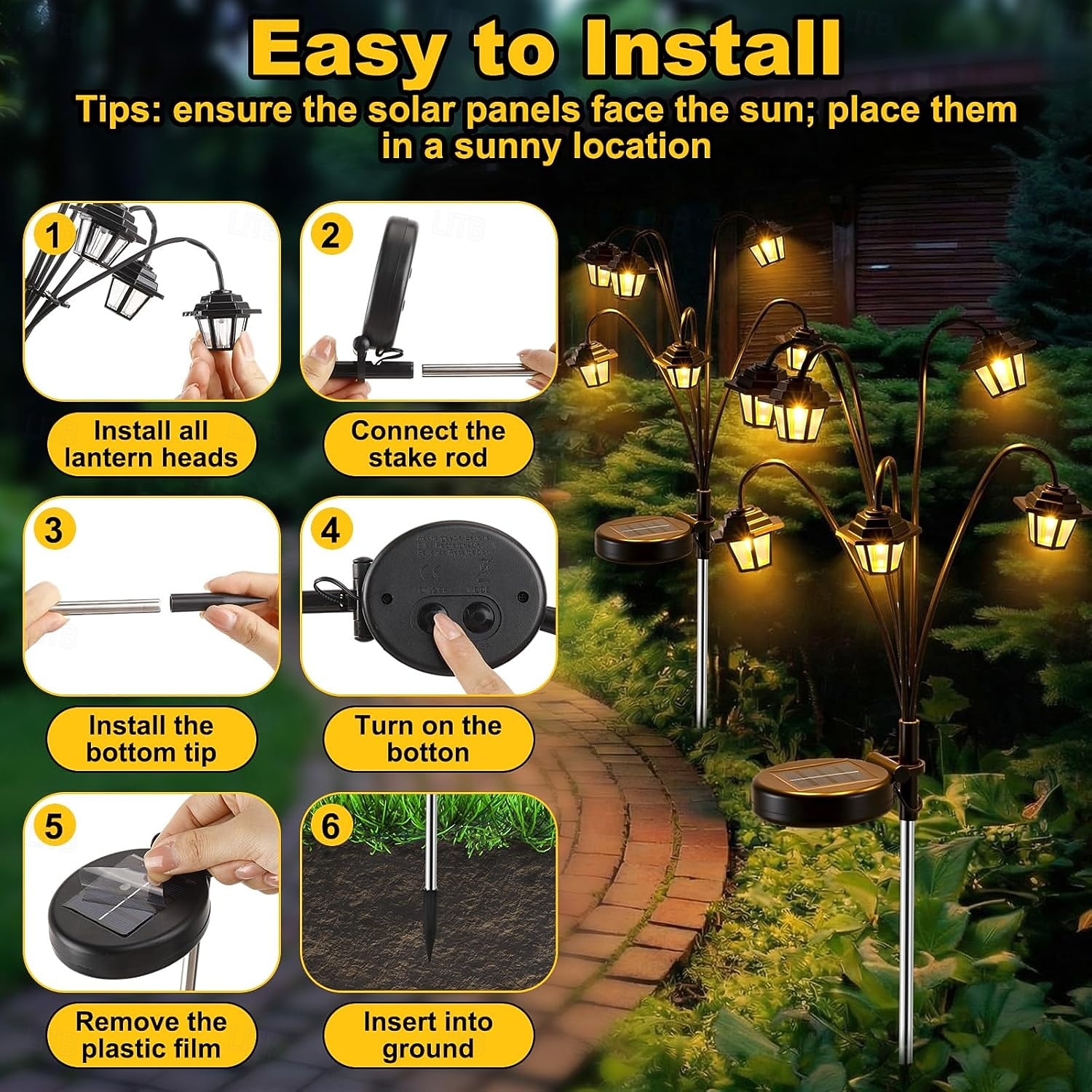 1 PC Solar Palace Lights Outdoor Garden, Solar Swaying Pathway Stake Lights with 8 Modes Waterproof for Yard Lawn Patio Landscape Decor 2026 - $17.99 –P2