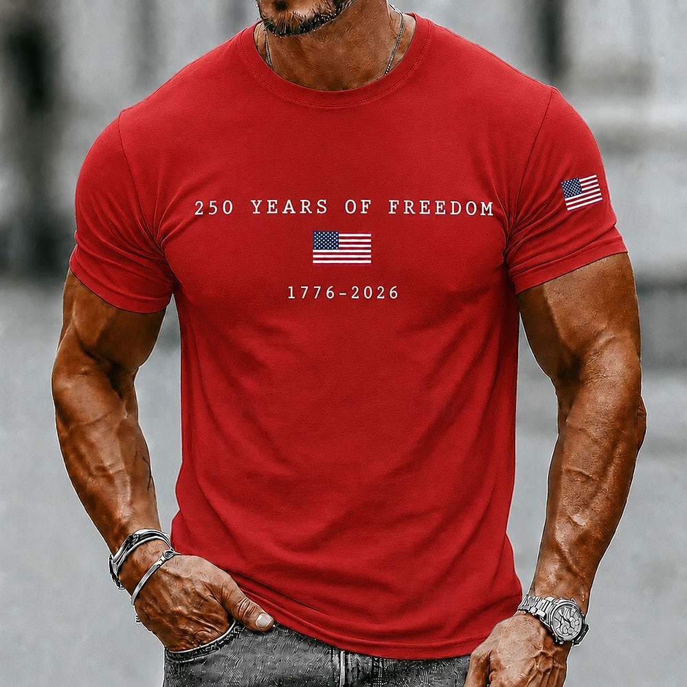 2026 250º Camiseta Masculina com a Bandeira dos EUA 1776 Camiseta de Manga Curta Estampa 3D Decote Redondo Patriótica Diário Festival Azul Preto Branco Roupas de Verão e Primavera S M L XL XXL XXXL de 2026 por CHF15.76 –P1