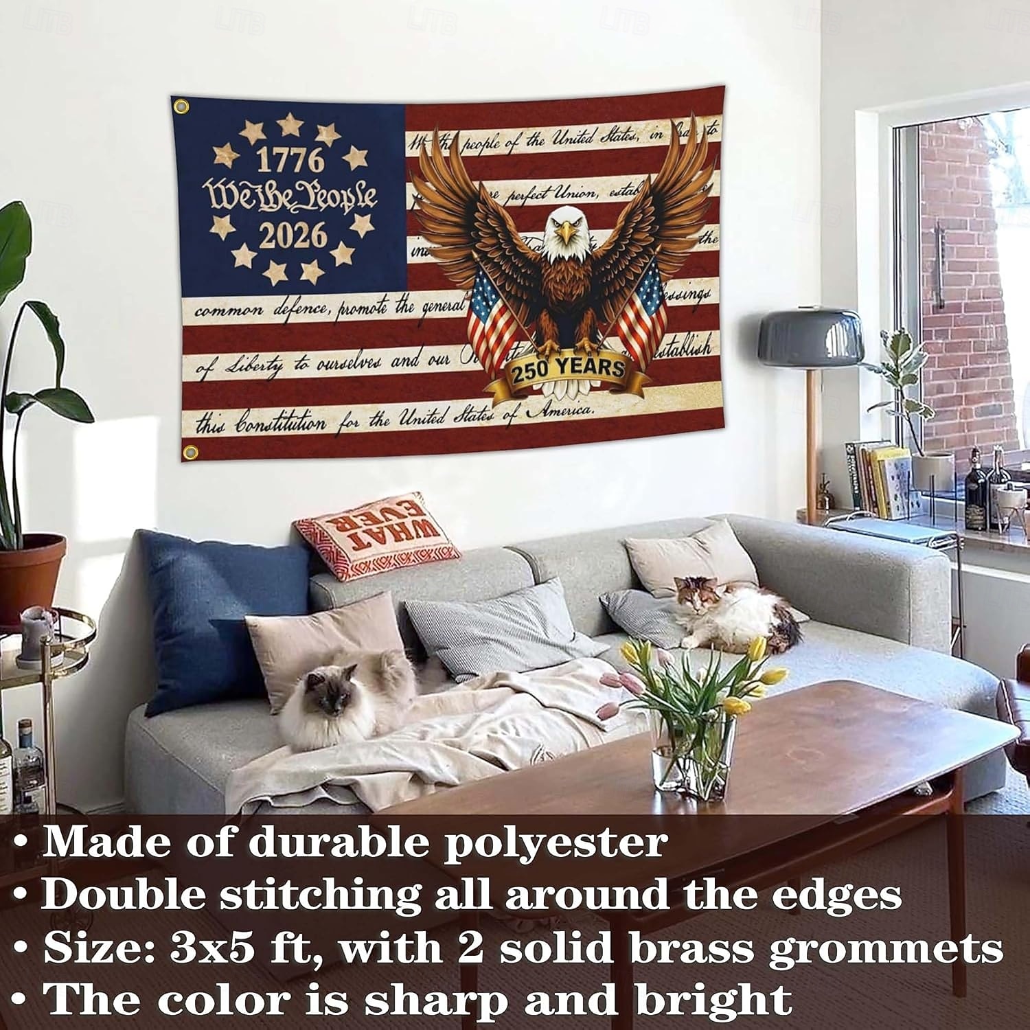 Bandera del 250 aniversario de EE. UU., artículos de merchandising, decoraciones, bandera de EE. UU., patriótica, Betsy Ross, 4 de julio, nosotros el pueblo, 1776, banderas para exteriores, 3x5, doble cara 2026 - $16.99 –P6