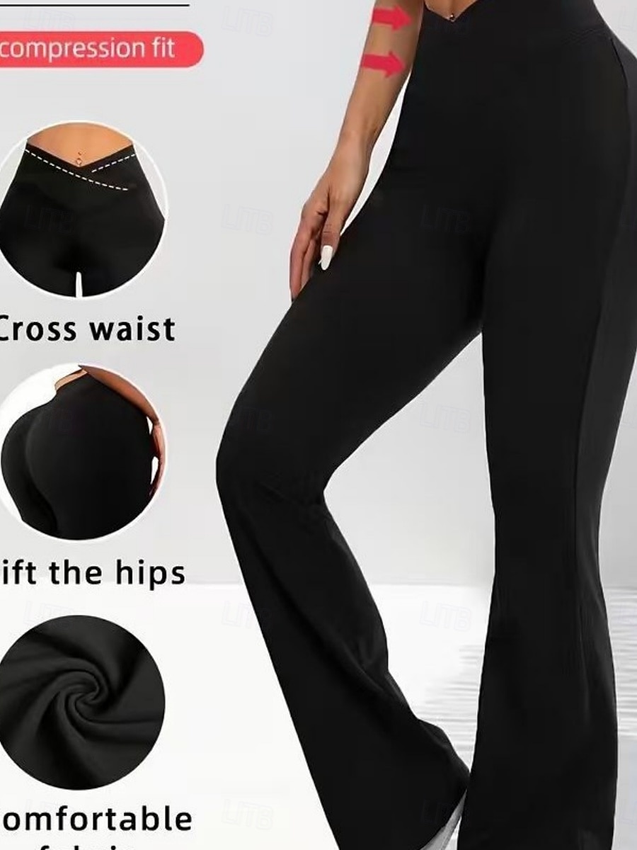 Dames Yoga broek Breed Been Vrijetijdsbroek Casual / sportief Volledige lengte Hoge taille Effen Comfortabel Comfort Zacht Hoge Elasticiteit Buitensporten Fitness Donker-Grijs Zwart Roze Wijn Lente 2026 - $22.99 –P11