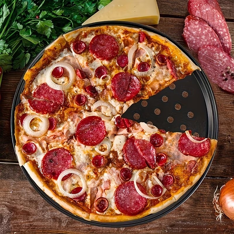 Forma para pizza redonda de 30 cm (12 polegadas) revestida em aço carbono perfurado, 1/2 unidade. de 2026 por $14.99 –P7