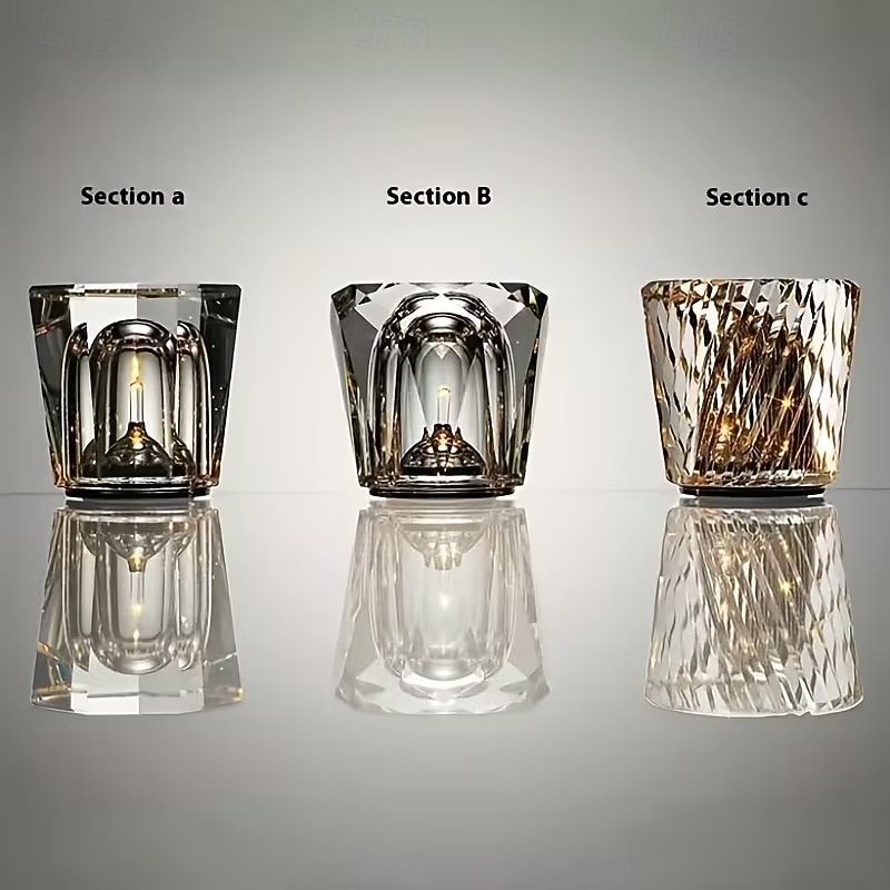 lampka nocna kryształowa, lampa stołowa diamentowa, 3 jasne kolory z regulowaną jasnością, lampka nocna z ładowaniem przez USB, dekoracja sypialni, lampka nocna 2026 - $99.99 –P1