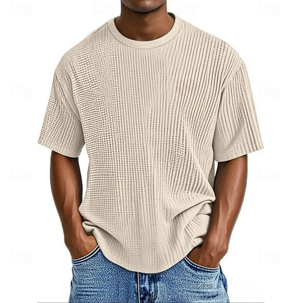 Per uomo Maglietta Waffle Maglietta Camicia a Maniche Corte Manica Corta Girocollo Estate Primavera Tinta unica Streetwear Elegante Tempo libero Jacquard Quotidiano All'aperto Vacanza Bianco Nero del 2026 a $18.99 –P10