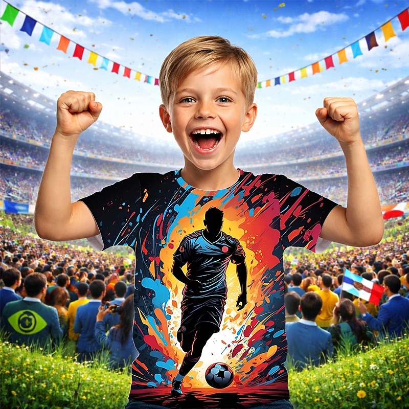 Băieți 3D Grafic Fotbal Tricouri de fotbal Tricou Manșon scurt Tipărire 3D Vară Primăvară Sport Modă Șic Stradă Copii 4-12 ani Stil Nautic Casual Zilnic În aer liber Fit regulat 2026 - $15.99 –P4