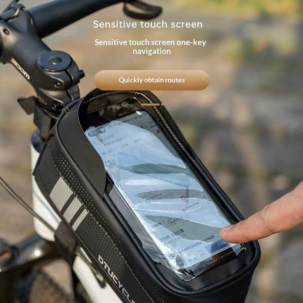 Bolsa para bicicleta com compartimento para celular de 7 polegadas, impermeável, para quadro frontal, compatível com telas sensíveis ao toque, ideal para mountain bike e bicicletas de estrada. Feita de 2026 por $28.99 –P3