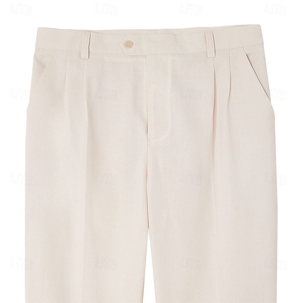 Pantaloni eleganti da uomo in lino, plissettati, vestibilità comoda – pantaloni estivi leggeri e casual, gamba larga e dritta, disponibili in marrone, blu navy e beige. del 2026 a $39.99 –P10
