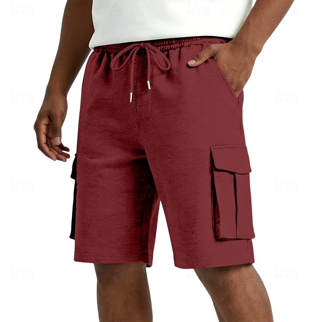 Men's Cargo Shorts Shorts Summer Shorts Casual Shorts Jacquard Pocket Elastic Waist Plain Comfort Breathable Knee Length Casual Outdoor Beach Vacation Fashion Black White Micro-elastic 2026 - $24.99 –P8