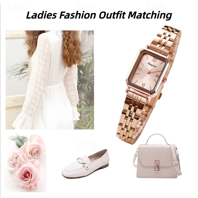 Women's Gold Watch Vintage Rectangular Small Face Quartz Wristwatch Elegant Stainless Steel Link Bracelet Luxury Roman Numeral Dress Watch Jewelry Gift for Her Ladies 2026 - $17.99 –P5