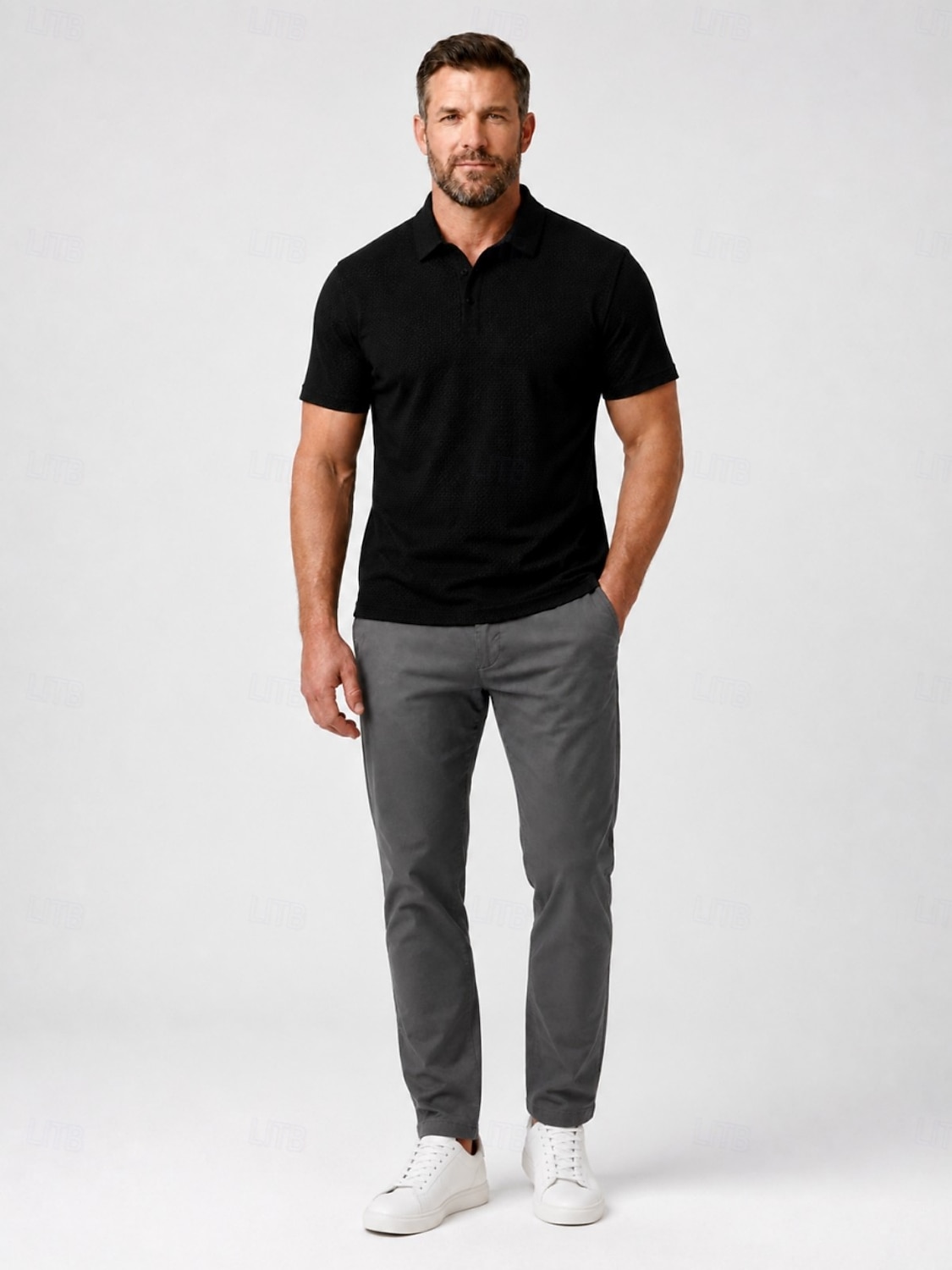Men's Textured Golf Polos Shirts- Cooling Short Sleeve-Black White Grey 2026 - $33.99 –P10