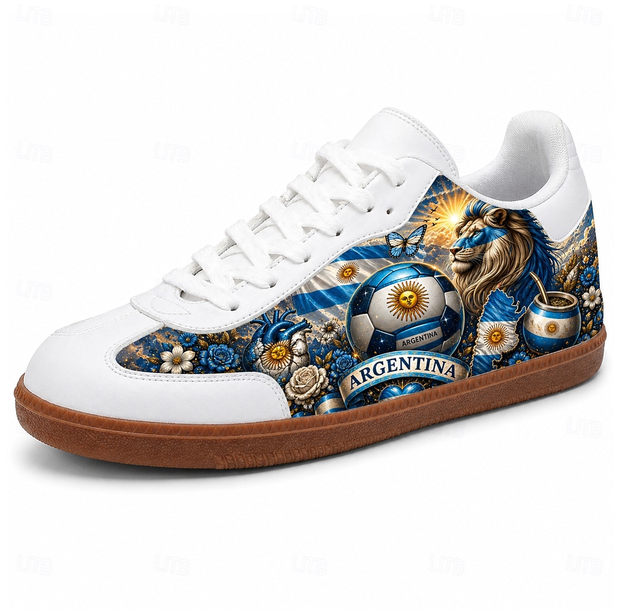 Men's Blue Lion Soccer Print Low Top Sneakers Lace-Up Casual Football Fan Shoes Lightweight Gum Sole Fashion Trainers for Men Matches Fan Parties Sports Events and Daily Wear 2026 - $54.99 –P4