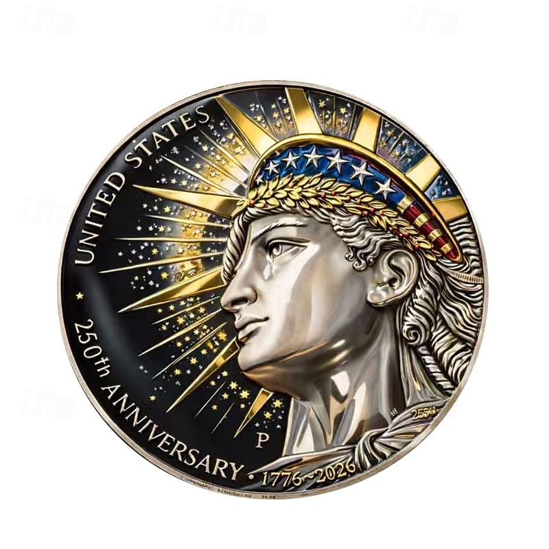 U.S. 250th Anniversary Commemorative Coin 1776–2026, Patriotic Liberty Eagle Design, Collectible American Independence Souvenir, Gold & Silver Finish 2026 - $19.99 –P2