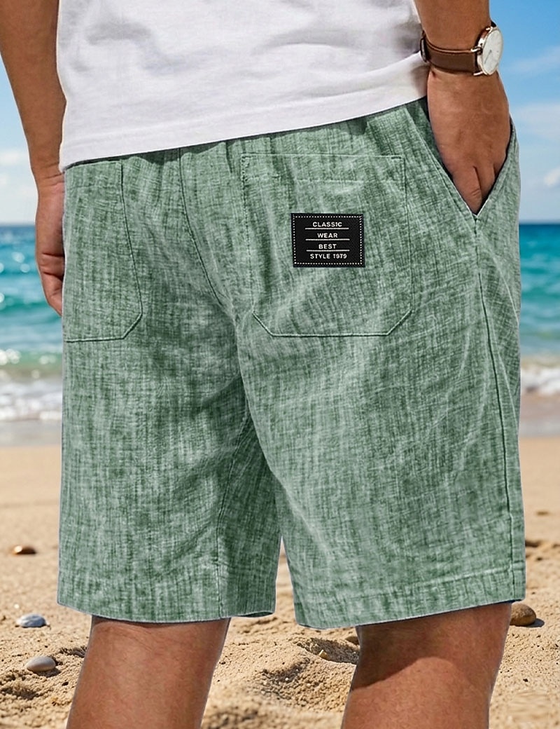 Homme Shorts Shorts en Lin Shorts d'été Shorts de plage Cordon de serrage Taille Élastique Uni Confort Respirant Longueur Genou Occasionnel Quotidien Extérieur ancien Vacances Gris blanc bleu marine de 2026 ? $24.99 –P3