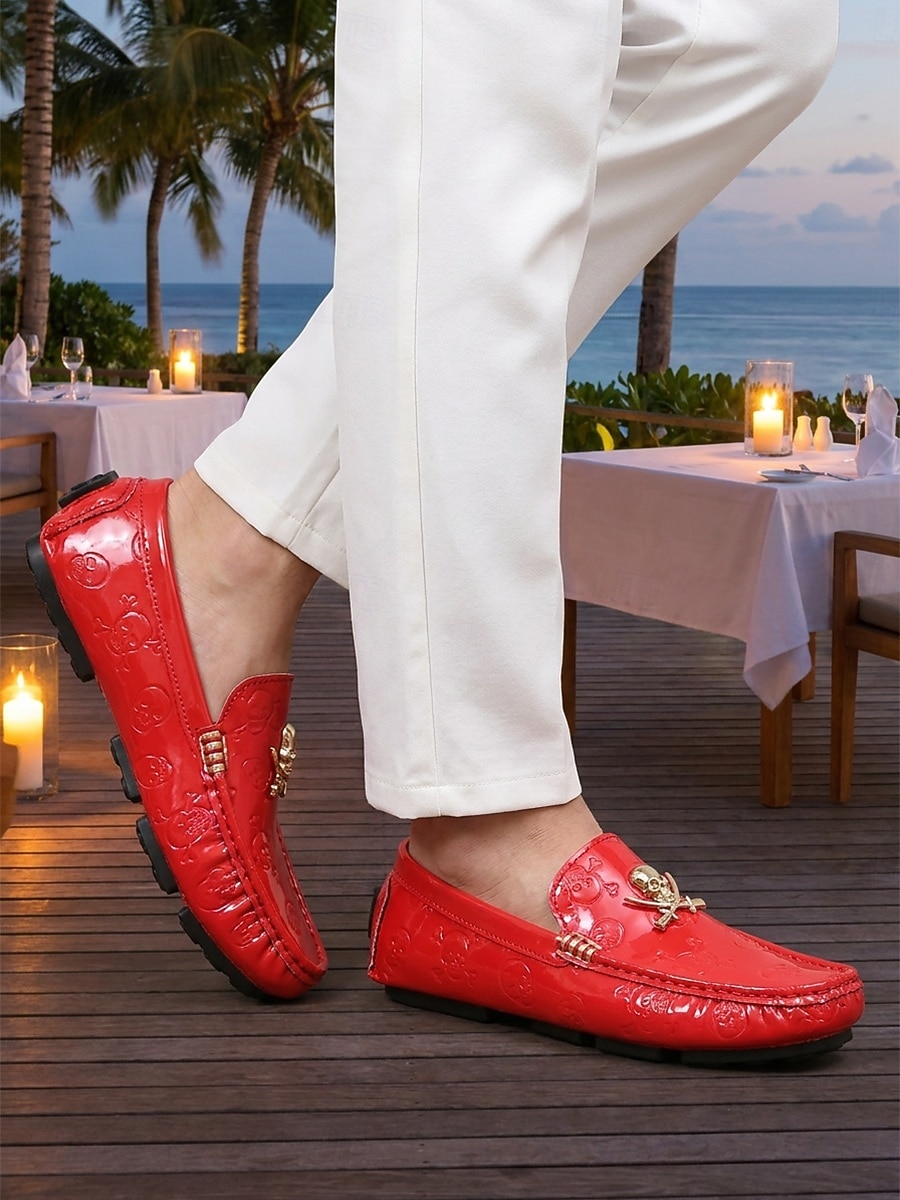 Men's Red Loafers for Resort Evenings - Lightweight Comfort Slip-On Dress Shoes - Elegant Vacation Footwear for Seaside Dinners, Holiday Parties and Smart Casual Evening Wear 2026 - $42.99 –P2
