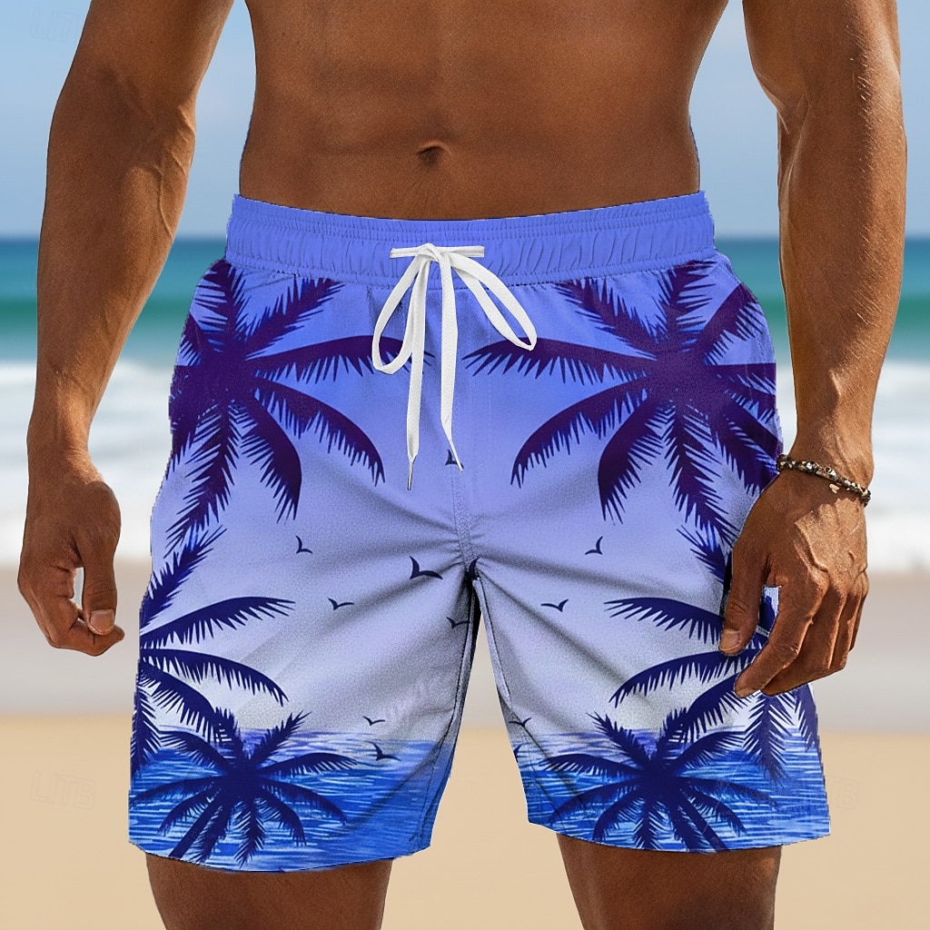 Herren Kokospalme Tropische Pflanzen Badehosen Badeanzüge Badeshorts Boardshorts Mittlere Taille Hawaiianisch Täglich Strandurlaub Seitentaschen Netzfutter Elastischer Kordelzug in der Taille Designer 2026 - $20.99 –P2