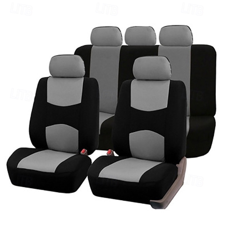 Universal Car Seat Covers Full Set, Breathable Cloth Automotive Seat Protectors with Sporty Two-Tone Design, Airbag Compatible Interior Accessories for Most Sedan, SUV, Truck, Van, 9PCS 2026 - $26.99 –P10