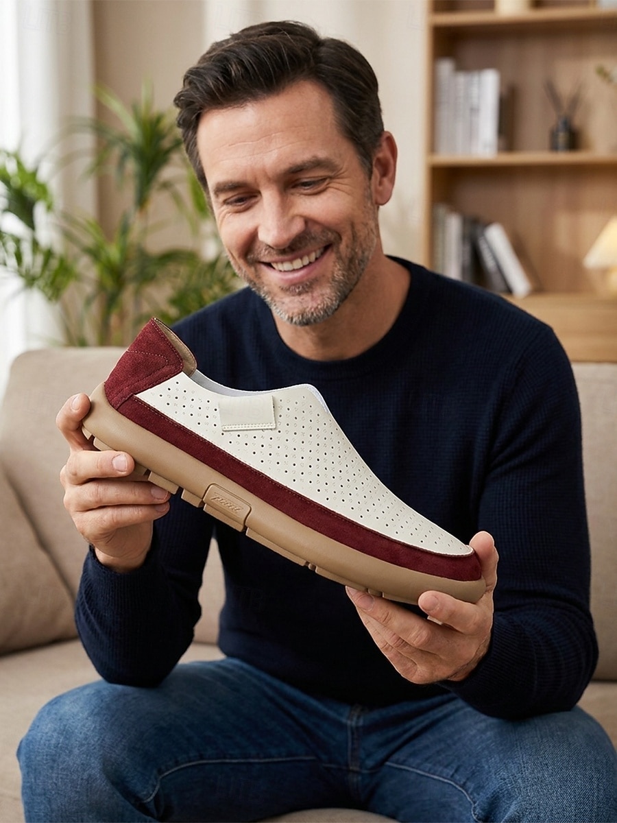 Men s Breathable Slip-On Loafers, Lightweight Perforated Casual Wedding Shoes, Comfortable Summer Shoes for Beach Wedding, Garden Party, Resort Wear Men s Breathable Slip-On Loafers, Lightweight Perforated Casual Wedding Shoes, Comfortable Summer Shoes for Beach Wedding, Garden Party, Resort Wear