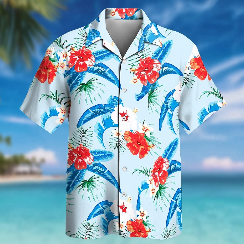 Men's Floral Coconut Palm Tropical Plants Summer Hawaiian Shirt Tropical Shirts Aloha Shirt Short Sleeve Hawaiian Daily Beach Vacation Wear Summer Spring Turndown 3D Print Button Up Shirts Blue 2026 - $25.99 –P1