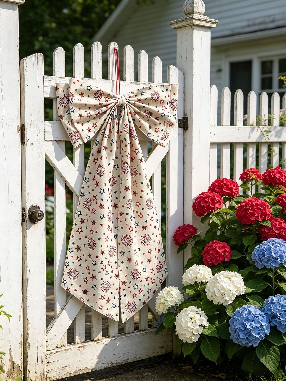 Fiocco decorativo per il 250° anniversario degli Stati Uniti, fiocco patriottico da appendere, rosso, bianco e blu, ghirlanda per la porta del 4 luglio, fiocco per la porta d'ingresso, portico, del 2026 a $18.99 –P9