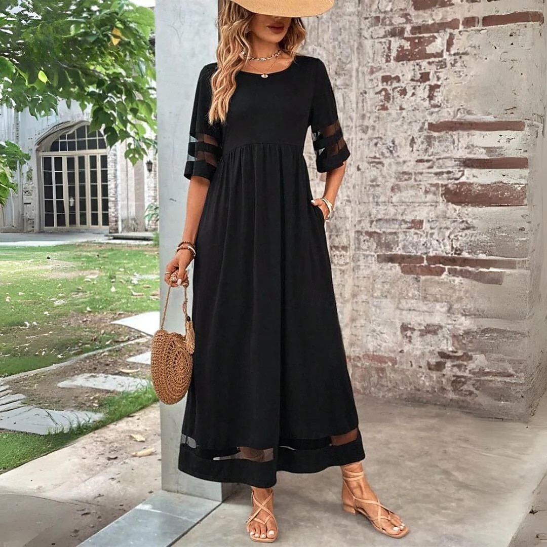 Women's Maxi Dress Sundress Casual Dress Vacation Casual Boho Beach Party Date Regular Fit Plain Half Sleeve Crew Neck Black Red Green Summer Spring 2026 - $37.99 –P3