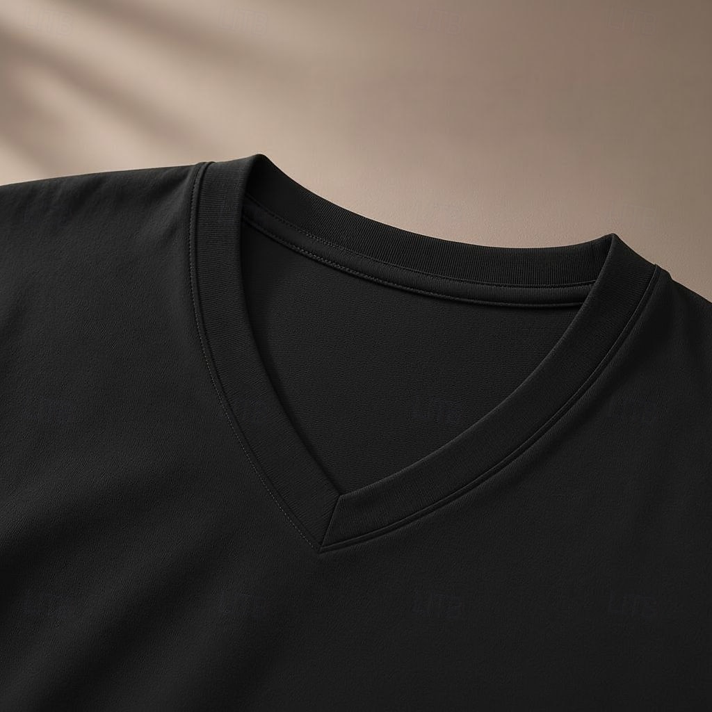 Men's 100% Cotton T Shirt Short Sleeve V Neck Spring All Seasons Plain Vacation Fashion Daily V Neck Casual Daily Outdoor Black Top Tee for Men 2026 - $41.99 –P2