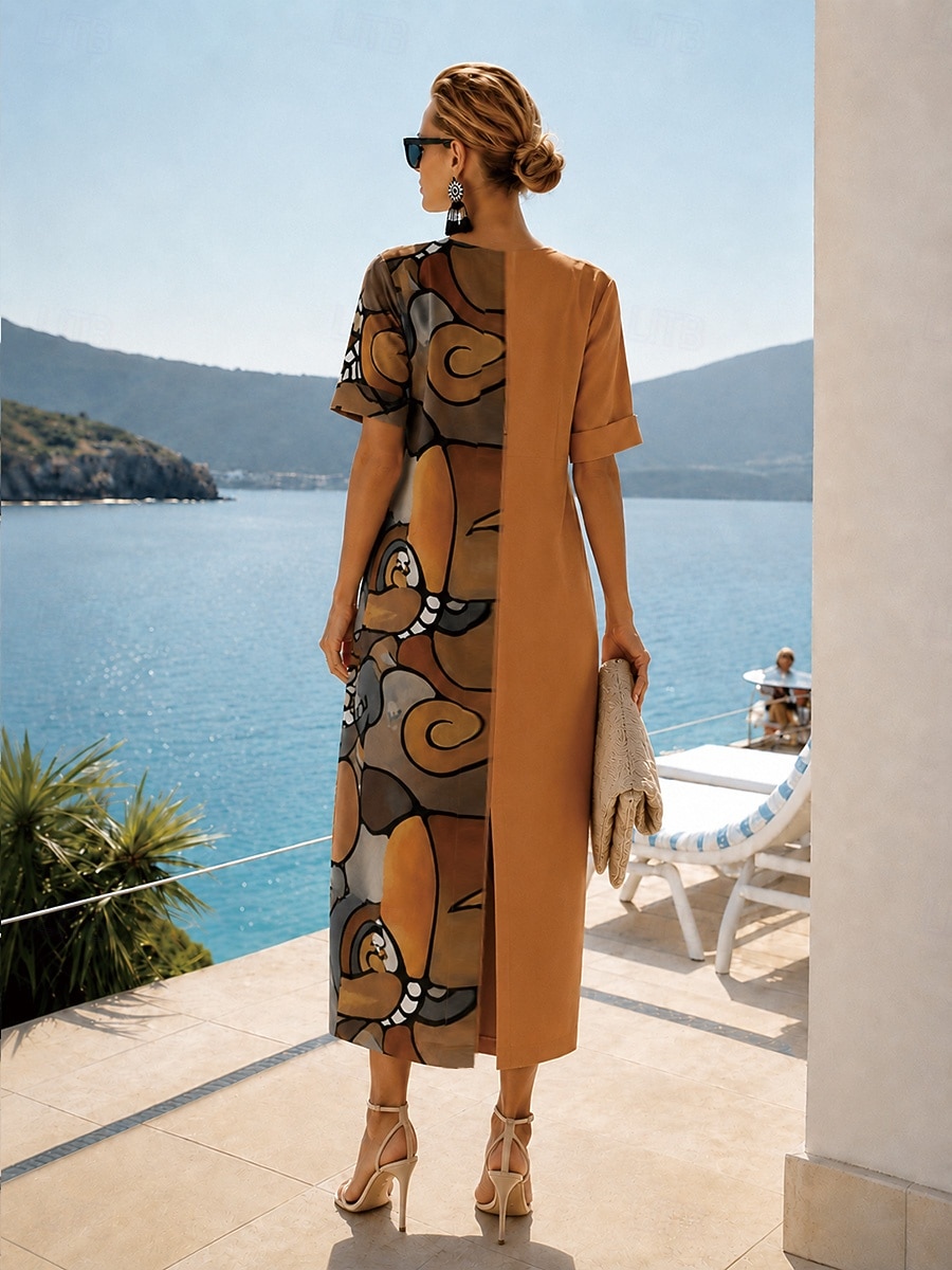 Women s Midi Dress Shirt Dress Sundress Vintage Dress Formal Dresses Elegant Vacation Vintage Elbow Sleeve Home Work Beach Regular Fit Graphic Women s Midi Dress Shirt Dress Sundress Vintage Dress Formal Dresses Elegant Vacation Vintage Elbow Sleeve Home Work Beach Regular Fit Graphic