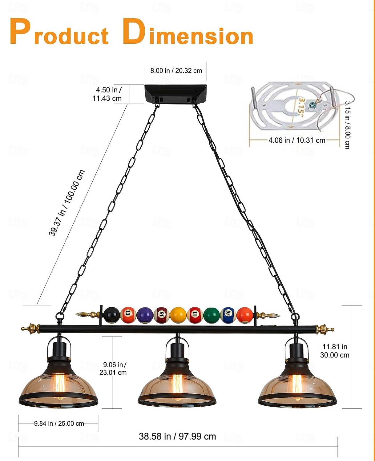 Pool Table Lights Billiard table light Farmhouse Chandelier,Industrial Loft 3 Head Iron Kitchen Light fixtures Fittings Pot Lid Glass Lampshade,Billiard Decoration Creative Lights for Bar 2026 - $749.99 –P8
