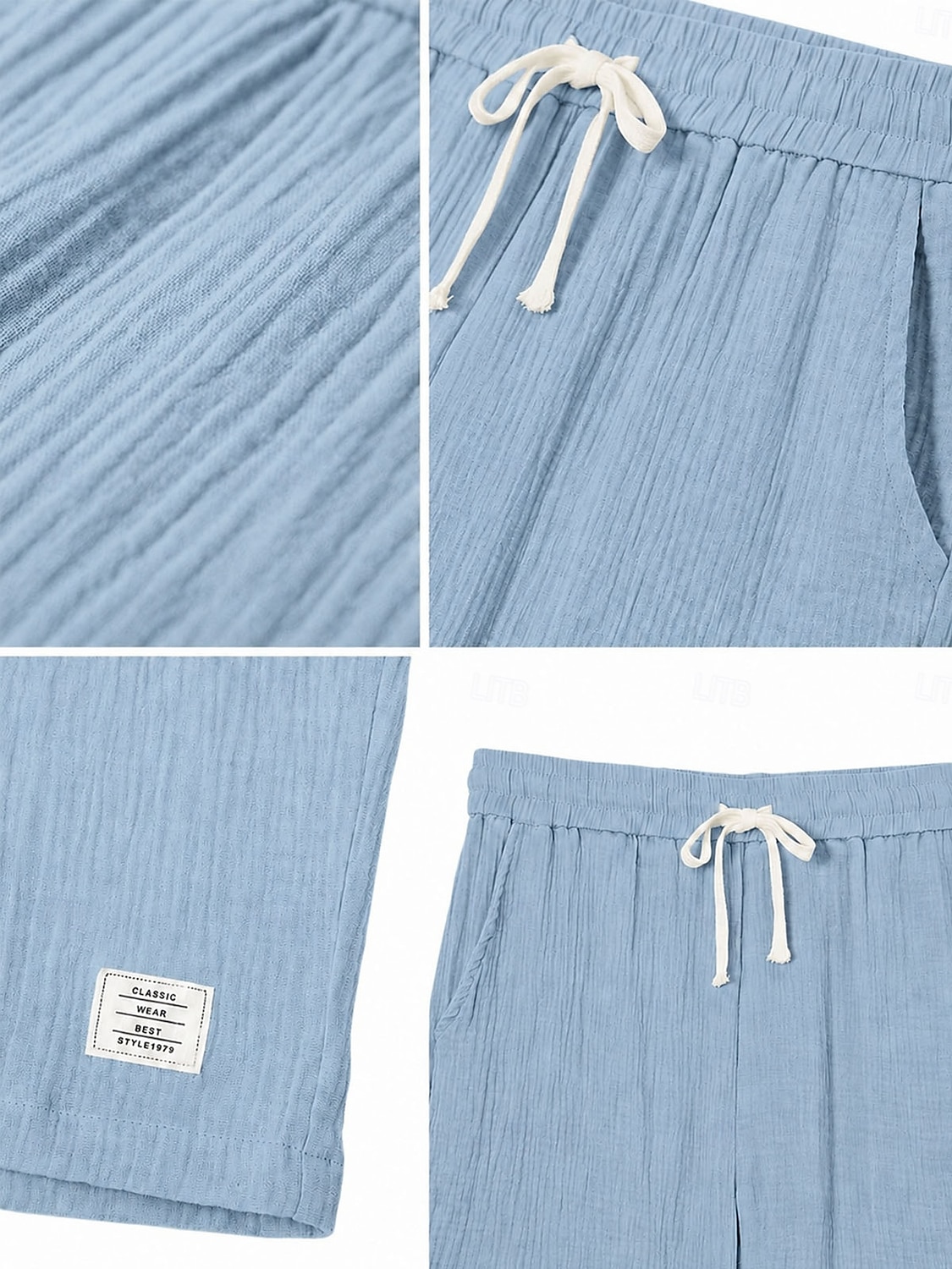 Men's Shorts Summer Shorts Beach Shorts Casual Shorts Drawstring Elastic Waist Solid Color Comfort Knee Length Daily Outdoor Streetwear Fashion Retro Vintage Blue White Micro-elastic 2026 - $25.99 –P3