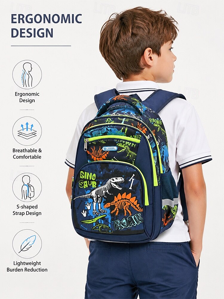 Boys School Backpack with Dinosaur & Astronaut Prints, Large Capacity Multi Pocket Polyester Bookbag, Lightweight Travel Backpack for Elementary School, Camping, Daily Use 2026 - $42.99 –P3