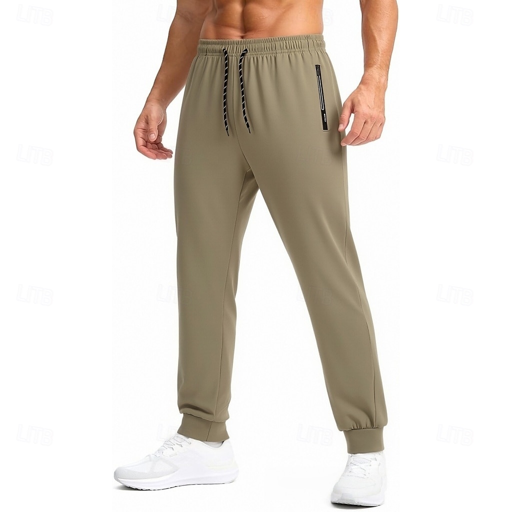 Pánské Běžci Kalhoty Kalhoty pro volný čas Outdoorové kalhoty Šňůrky Kapsy Elastický pas Pevná barva Rychleschnoucí Lehká váha Délka kolen Denní Venkovní Dovolená prázdniny stylové Khaki Černá Lehce 2026 - $21.99 –P5