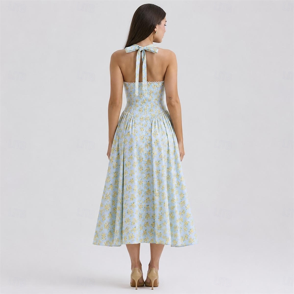 1950s Retro Vintage Midi Ankle Length Dress Sleeveless Floral Fit & Flare Halter Neck Fancy Dress Women's Valentine's Day Tea Party Casual Daily Adults' Dress Summer 2026 - $39.99 –P2