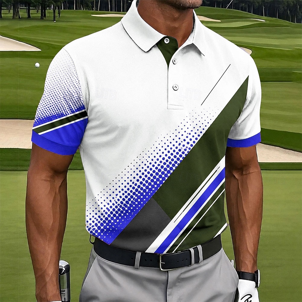 Miesten Geometrinen Golf Urheilu poolopaidat Lyhythihainen Poolopaidat Kauluspaidat Vapaa-aika Urheilu- ja treenivaatteet Arki-asut 3D-tulostus Napit Kevät kesä Sininen Laivaston sininen Oranssi 2026 - $22.99 –P2