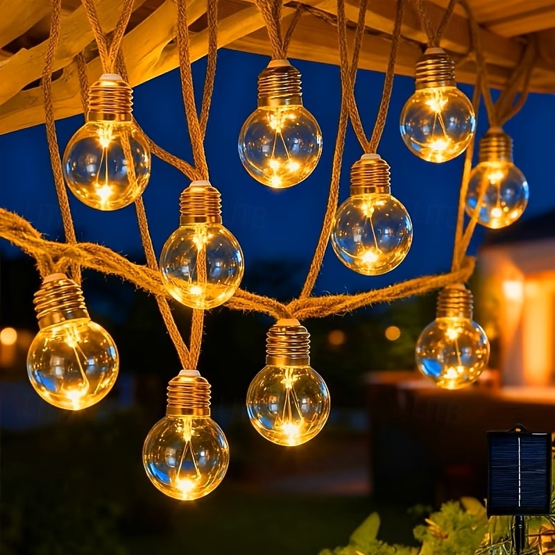 Guirlande lumineuse solaire d'extérieur de 8 m, 16 LED, style rétro, en corde de chanvre, 8 modes d'éclairage, étanche, idéale pour villa, jardin, cour, arbre, camping, café, décoration d'ambiance de de 2026 ? $43.99 –P2