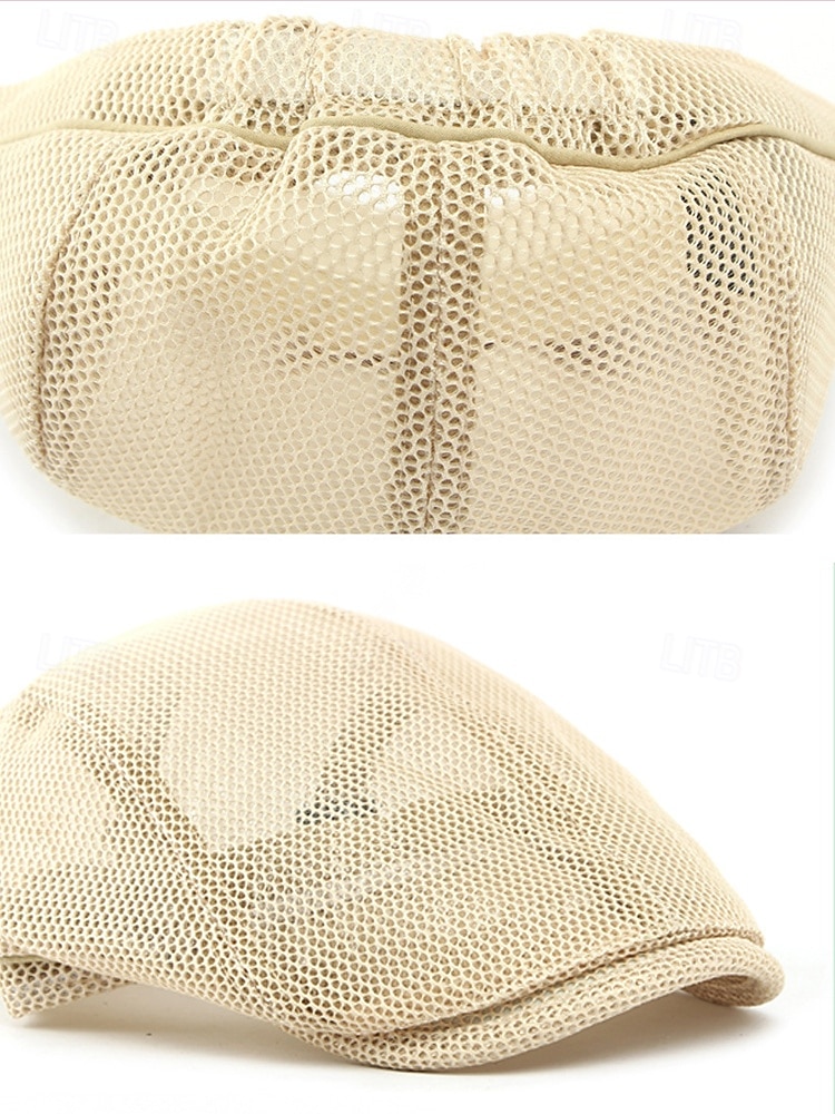 Herren-Baskenmütze aus Polyester-Mesh, atmungsaktive, verstellbare Schirmmütze in verschiedenen Farben für Outdoor-Aktivitäten wie Angeln, Reisen, Urlaub und den Alltag. 2026 - $14.99 –P12