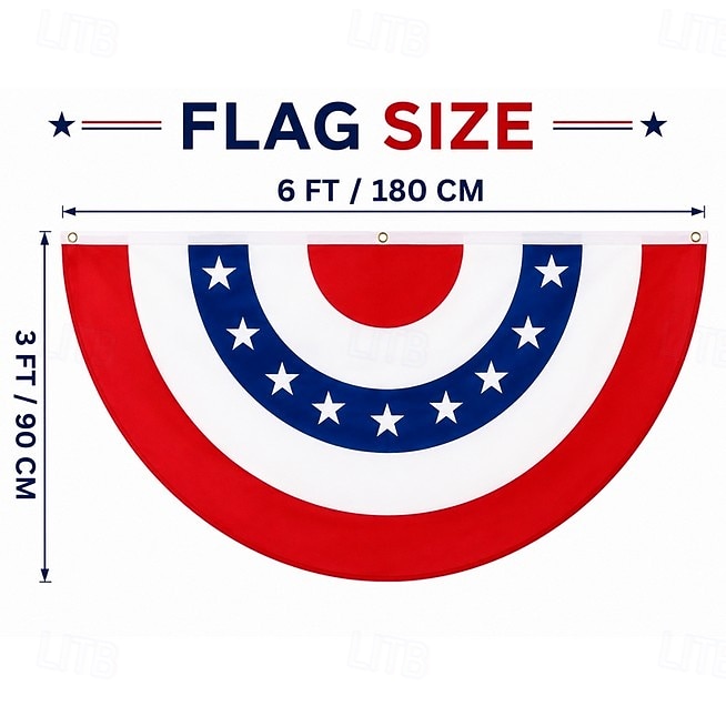 LED-belyst amerikansk patriotisk flaggstavle, plissert fanflagg til 250-årsjubileum for grunnleggelsen, 3x6 fot, dekorasjon til utendørs verandarekkverk i anledning 250-årsjubileet for 4. juli 2026 - $37.99 –P1