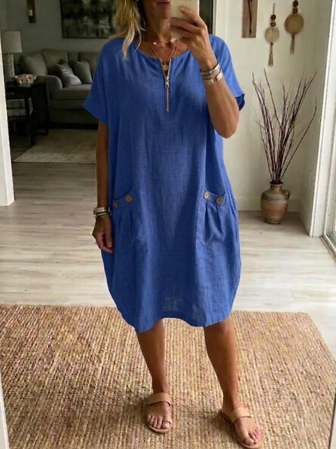 Damen Minikleid A Linie Kleid Sommerkleid Urlaub Lässig Boho Täglich Ferien Sommerkleid Lässiger Schnitt Einfach Halbarm Rundhalsausschnitt Blau Gelb Leicht Braun Orange Sommer Frühling 2026 - $26.99 –P2