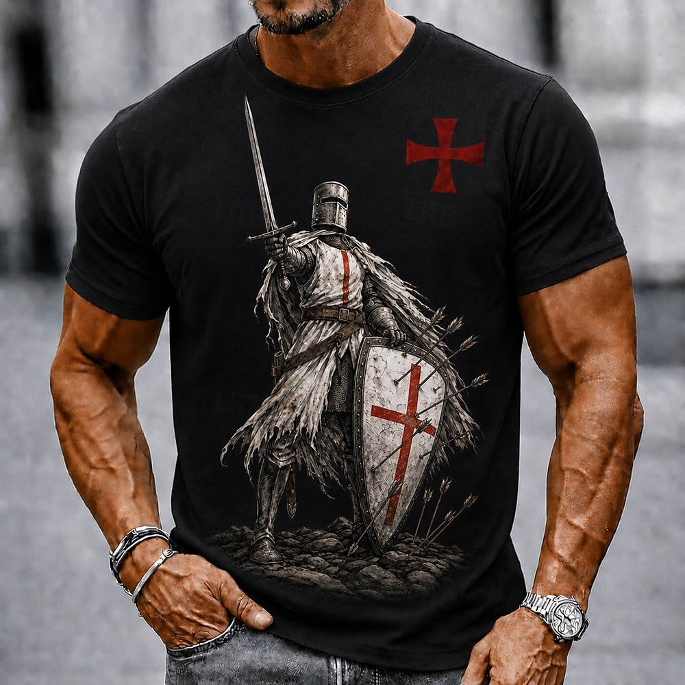 Per uomo Cavalieri Templari Croce Maglietta Manica Corta maglietta Stampa 3D Girocollo Camicia Religioso Quotidiano Streetwear Ferie Nero 1 Nero Marrone Tutte le stagioni Abbigliamento S M L XL XXL del 2026 a $18.99 –P3