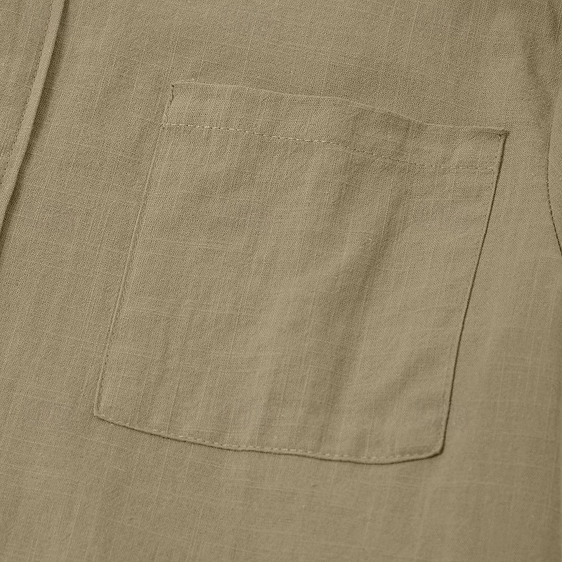 Voor heren Overhemd Linnen overhemd Zomer overhemd Strand Kleding Overhemd met bandkraag Overhemd met knopen Effen Kleur Casual Vakantie Zwart Wit Blozend Roze Oranje Korte mouw Mandarijn Kraag Zomer 2026 - $11.49 –P1