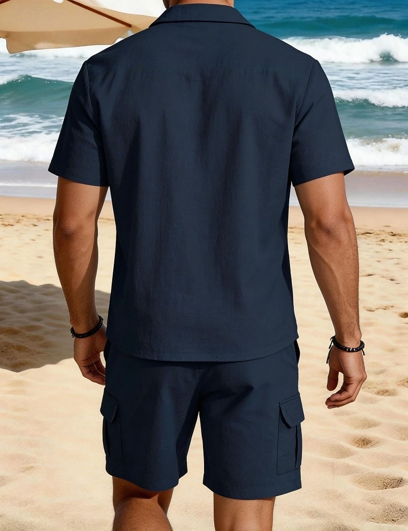 Per uomo Due pezzi Set Camicia Set estivo E Shorts Impostare Semplice Casuale Quotidiano Spiaggia Collo ripiegato Manica Corta Estate Primavera Moda Casual Confortevole Abbigliamento del 2026 a $35.99 –P12