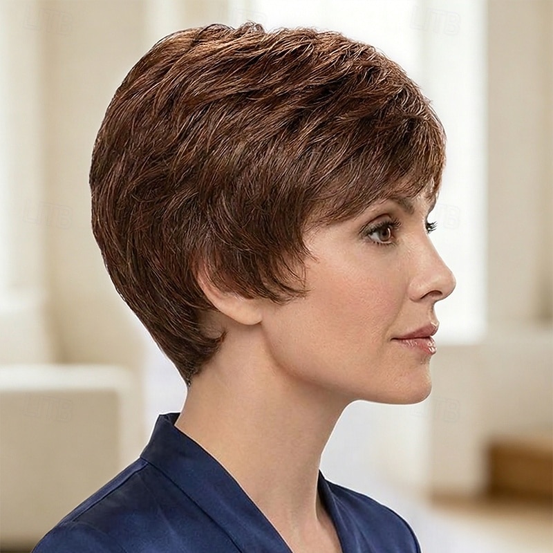 Parrucca corta biondo cenere con taglio pixie e radici scure - capelli sintetici testurizzati a strati per donna, parrucca affusolata e di tendenza per l'uso quotidiano. del 2026 a $29.99 –P6