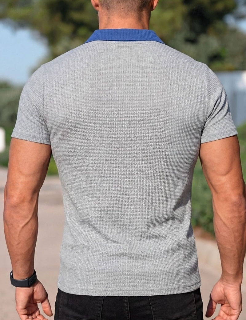 Homme Chemises Polo Gaufre Polo Occasionnel Rue Revers Manche Courte Basique Moderne Bloc de Couleur Avec Poches Poids Léger Été Printemps Coupe régulière Noir Blanche Bleu Roi Vert Kaki Chemises de 2026 ? $18.99 –P11
