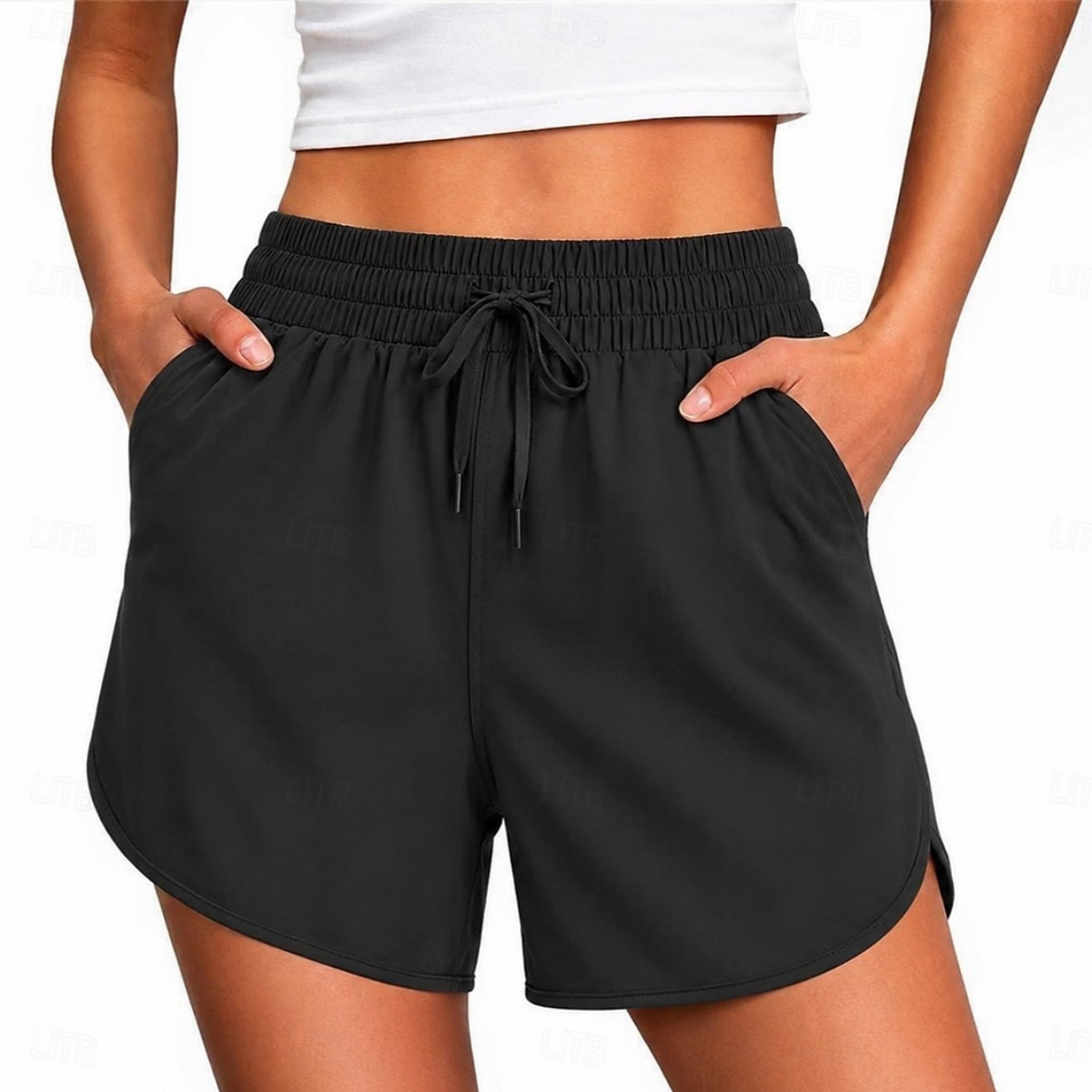 Women's Summer Shorts Running Shorts Sport Stylish Short Medium Waist Drawstring Quick Dry Breathability Casual Sports & Outdoor Violet Black ash-colored Khaki Summer Spring Regular Fit 2026 - $22.99 –P1